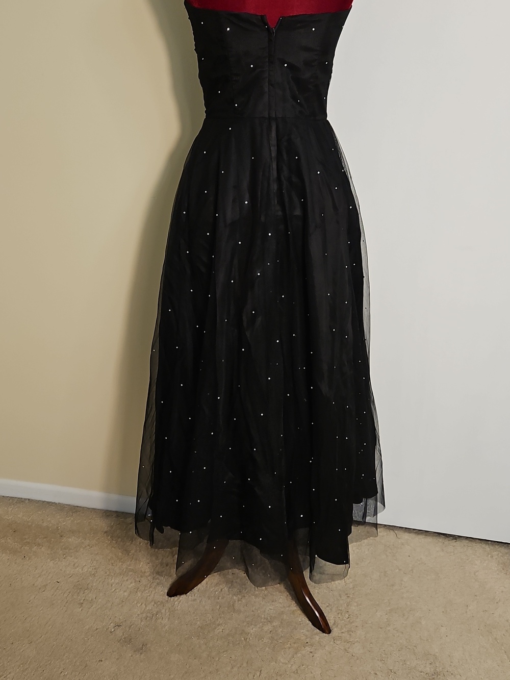 Strapless Black Evening Gown with Rhinestone Details Size 8 - Picture 4 of 7